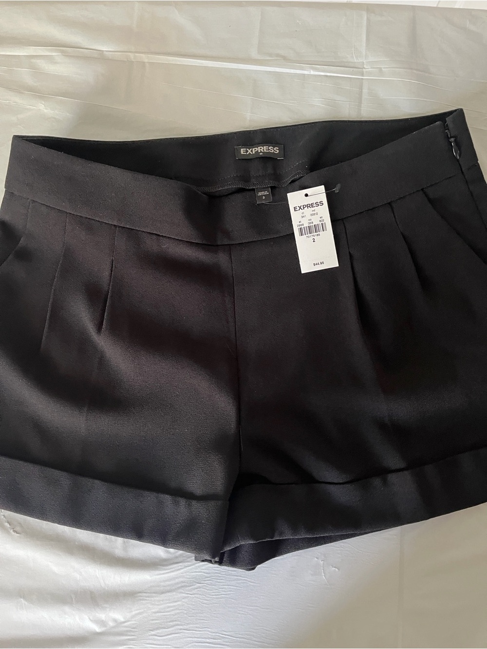 Express High-Waist Black Pleated Dress Shorts